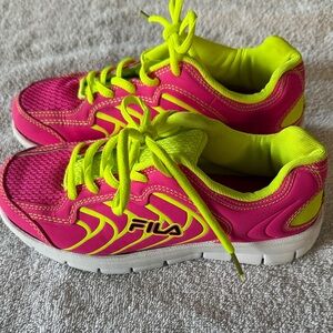 FILA Hot Pink & Neon Yellow Children’s Athletic Sneakers